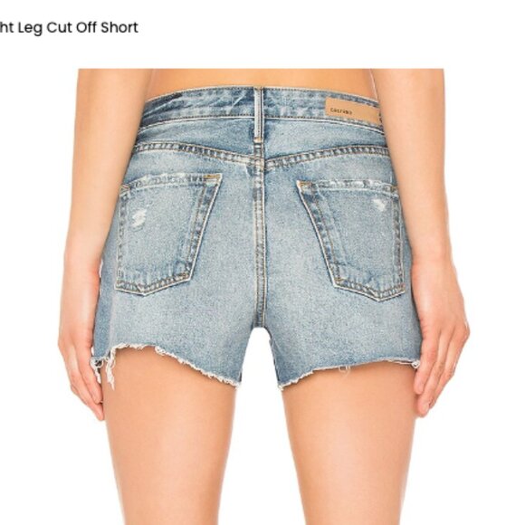 GRLFRND Helena High-Rise Straight Leg Cut Off Short blue rain drop wash 27 - Picture 9 of 10